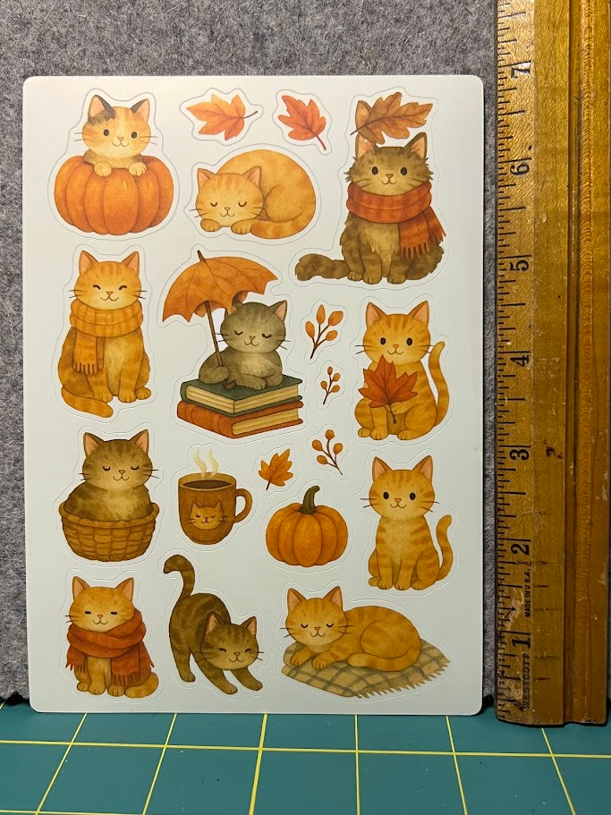 Autumn Cats Sticker Sheet