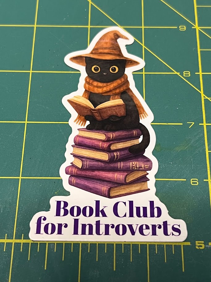 Cat Sticker, Introvert Book Club, Book Lover, Cat Lover, Halloween, Witch sticker