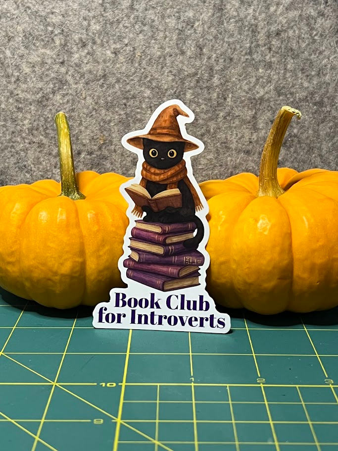 Cat Sticker, Introvert Book Club, Book Lover, Cat Lover, Halloween, Witch sticker