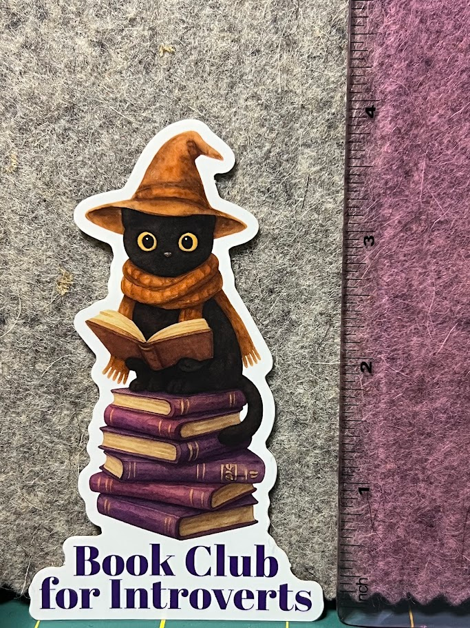 Cat Sticker, Introvert Book Club, Book Lover, Cat Lover, Halloween, Witch sticker