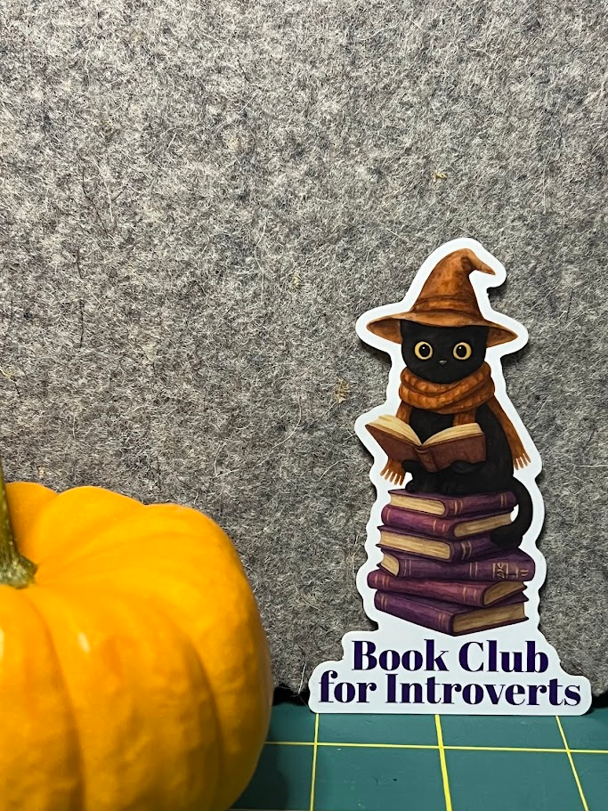 Cat Sticker, Introvert Book Club, Book Lover, Cat Lover, Halloween, Witch sticker